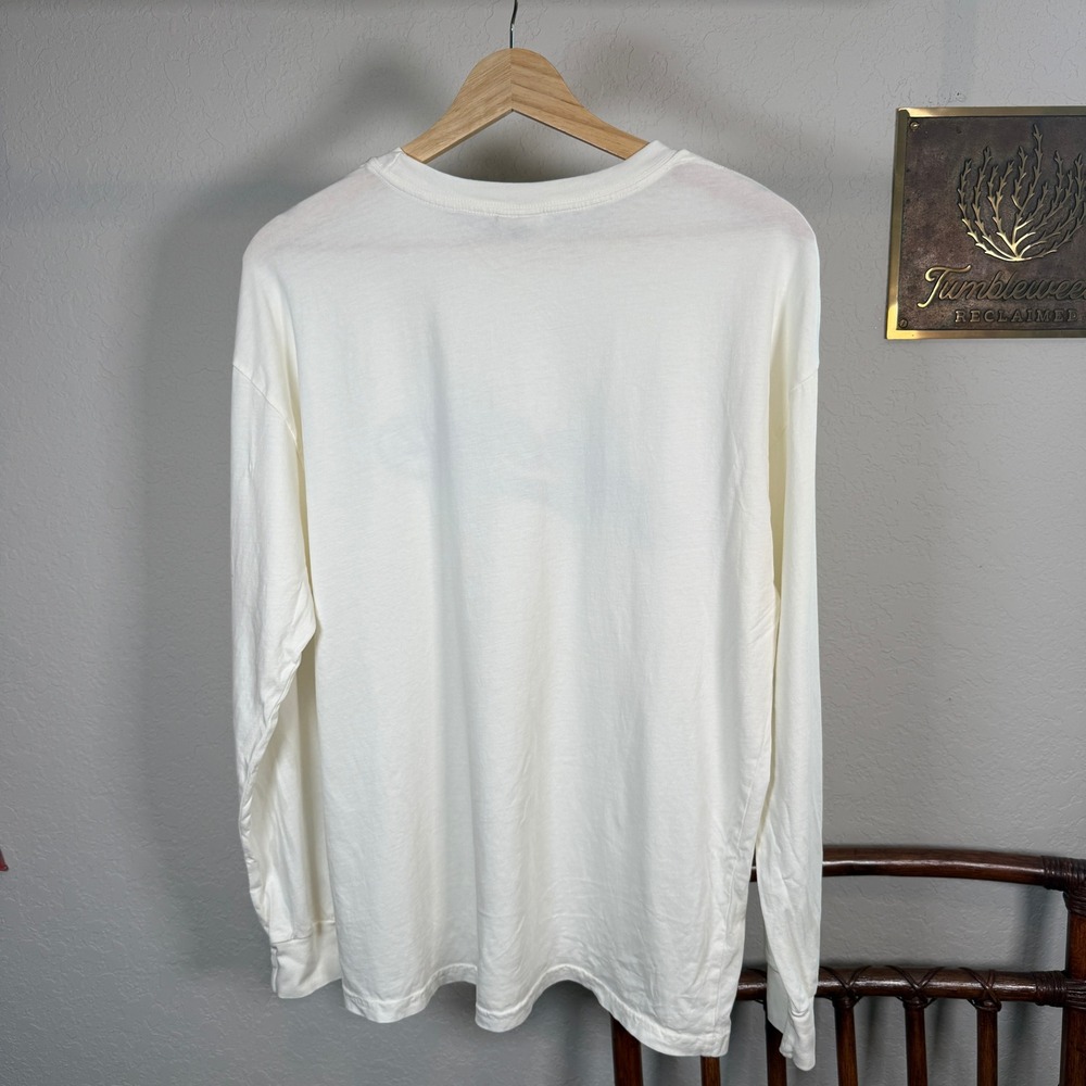 Oat Collective Womens America Graphic Long Sleeve Tee Cream Navy Blue Size M - Picture 8 of 9